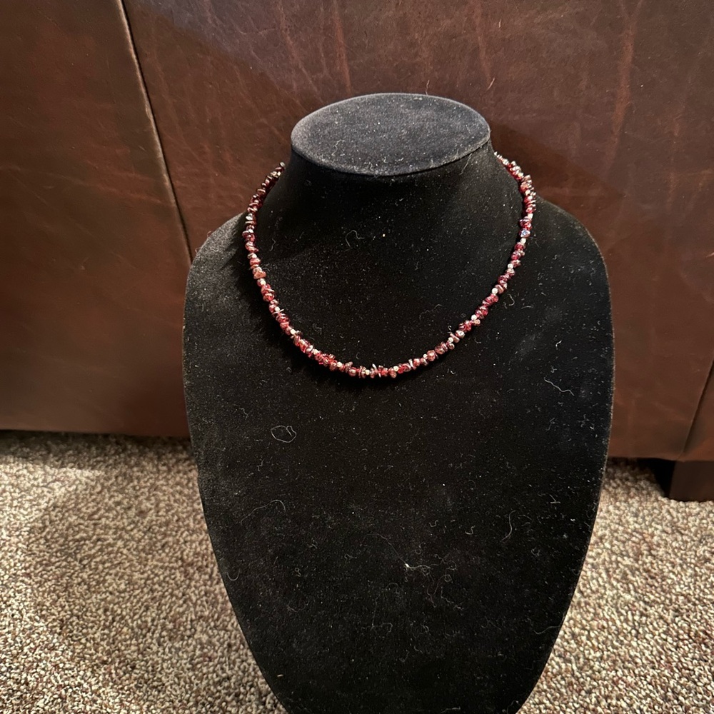 Hand Crafted “One of a Kind” Red Garnet & Sterling Silver Necklace